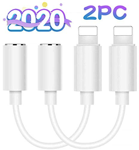 (2Pack) for iPhone Connector Adapter to 3.5 mm Headphone Jack Converter for iPhone 11/7/7Plus/ 8/8Plus/X/10/XR Dongle Headphone Adapter for iPhone Earphone Audio Aux Adapter