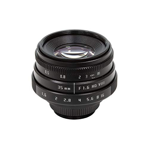 Arducam 35mm F1.6 Mirrorless C-Mount Lens for Raspberry Pi HQ Camera, with C-CS Adapter