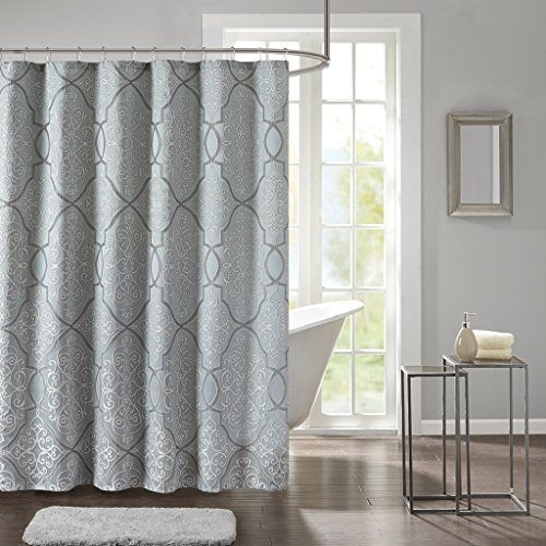Lavine Design Blue Shower Curtain, Jacquard Classic Shower Curtains for Bathroom, 72 X 72, Seaform