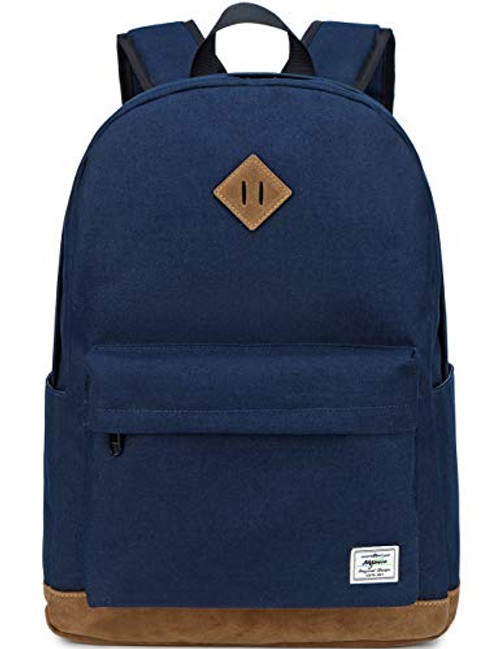 Mygreen Classical Basic Womens Travel Backpack For College Men Water Resistant Laptop School Bookbag Navy