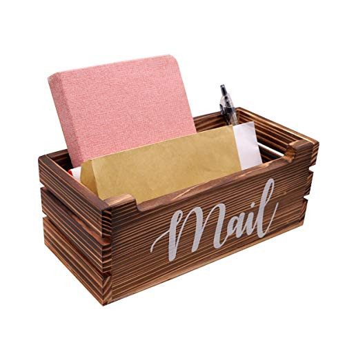 Rustic Wood Tabletop Mail Holder Box, Desktop Mail Organizer, Farmhouse Mail Organizer Countertop, Mail Sorter, Mail Holder,Letter Holder, Mail Storage Box, Bill Coupon Organizer, Letter Sorter Tray