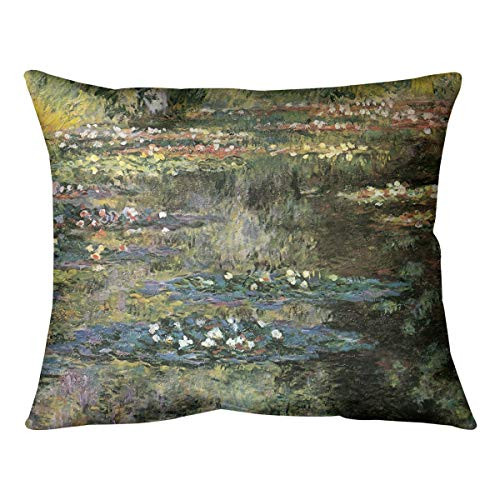 ArtVerse Claude Monet Water Lily Pond at Giverny Pillow - Spun Polyester, 14 x 10, Green