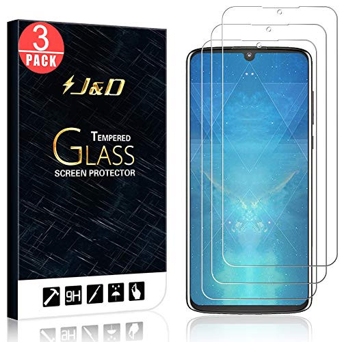 J&D Compatible for 3-Pack Motorola Moto Z4/Moto Z4 Play Glass Screen Protector, [Tempered Glass] [Not Full Coverage] HD Clear Ballistic Glass Screen Protector for Moto Z4 Play Moto Z4 Screen Protector