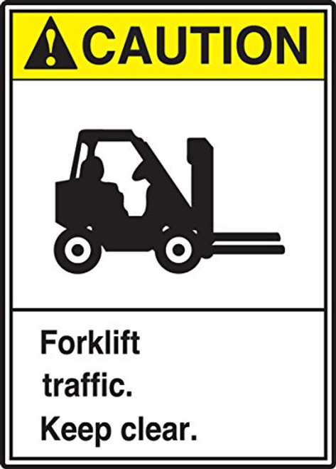 Accuform MRHR600VP Plastic Sign, Legend"Caution Forklift Traffic. Keep Clear", 14" Length x 10" Width x 0.055" Thickness, Yellow/Black On White, 14" Height, 10" Wide, 14" Length, Plastic, 14x10
