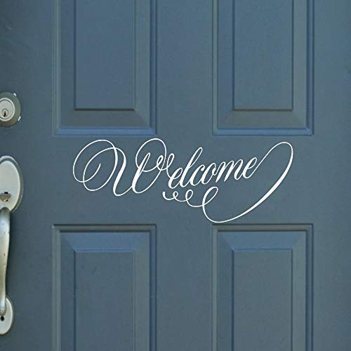 MoharWall Welcome Quote Door White Decal Decor Vinyl Lettering Art Window Front Door Sign Office Sticker MoharWall Welcome Quote Door White Decal Decor Vinyl Lettering Art Window Front Door Sign Office Sticker