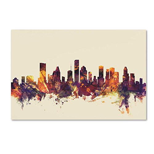 Houston Texas Skyline by Michael Tompsett, 12x19-Inch Canvas Wall Art