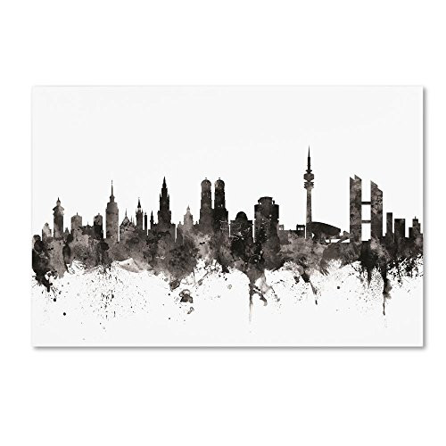 Munich Germany Skyline III by Michael Tompsett, 12x19-Inch Canvas Wall Art