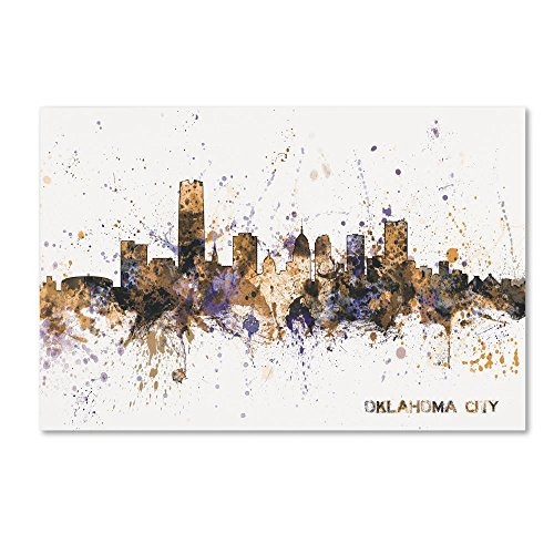 Oklahoma City Skyline II by Michael Tompsett, 12x19-Inch Canvas Wall Art