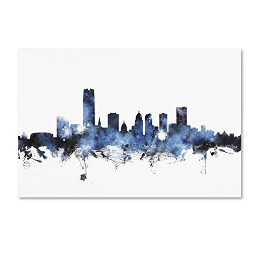 Oklahoma City Skyline IV by Michael Tompsett, 12x19-Inch Canvas Wall Art