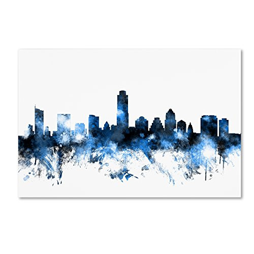 Austin Texas Skyline II by Michael Tompsett, 12x19-Inch Canvas Wall Art