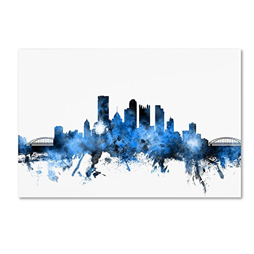 Pittsburgh Pennsylvania Skyline II by Michael Tompsett, 12x19-Inch Canvas Wall Art