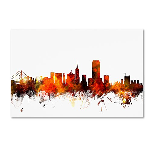 San Francisco City Skyline III by Michael Tompsett, 12x19-Inch Canvas Wall Art