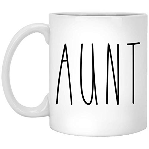 Aunt Mug | Aunt Rae Dunn Style Coffee Cup | Rae Dunn Inspired | Mother's Day/Father's Day | Family Coffee Mug For Birthday Present For The Best Aunt Ever Coffee Cup 11oz