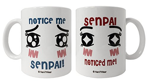 NaniWear Geek Anime Double-Sided Mug 11oz: Notice Me Senpai/Senpai Noticed Me