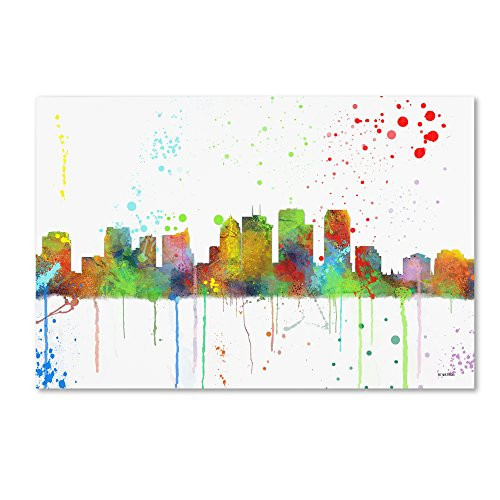 Tampa Florida Skyline Mclr-1 by Marlene Watson, 12x19-Inch Canvas Wall Art