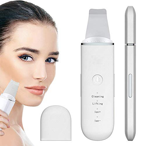 Ultrasonic Skin Scrubber/Facial Skin Spatula/Blackhead Remover Tools Pore Cleaner - 4 Modes for Face Scrubber Spatula, Comedones Extractor for Deep Cleansing Beauty Lifting Tool