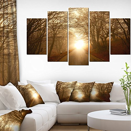 Design Art Path to Sunlight in Autumn Forest Landscape Photography Canvas Print Design Art Path to Sunlight in Autumn Forest Landscape Photography Canvas Print