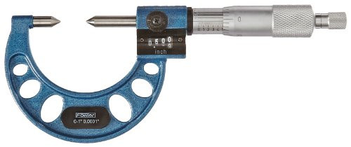 Fowler 52-226-801-1 Digit Micrometer with 60-Degree Point, 0-1" Measuring Range, 0.0001" Graduation
