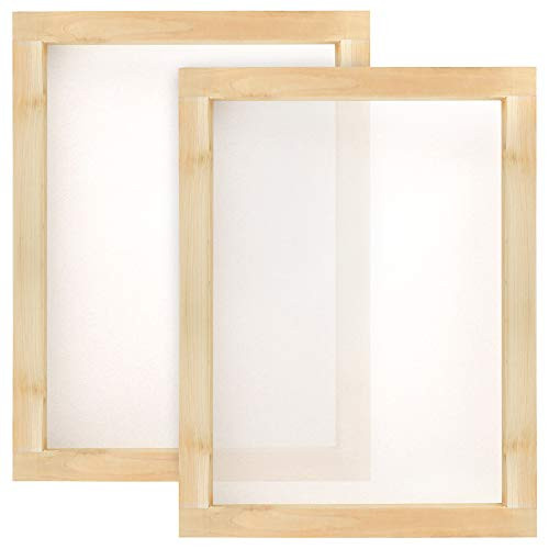 PP OPOUNT 2 Pieces 8 x 10 Inch Wood Silk Screen Printing Frames with 110 White Mesh for Screen Printing
