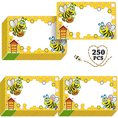 250 Pieces Bee Name Tags Bumble Bee Name Stickers Bumble Bee Bulletin Board Classroom Decoration Stickers Adhesive Bee Name Tag Labels for School Classroom Birthday Baby Shower Theme Party Supplies