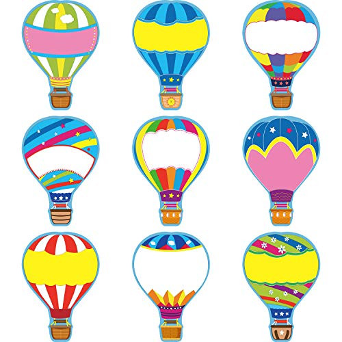 54 Pieces Colorful Hot Air Balloon Cutouts Hot Air Balloon Name Tags Labels Accents for Classroom Decor Bulletin Board School Playroom Baby Nursery Kids Bedroom Art Studio