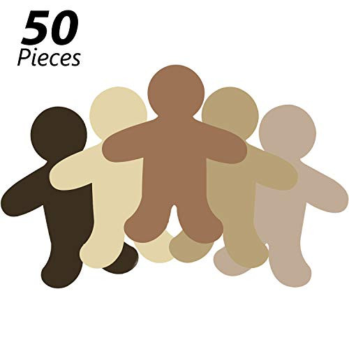 50 Pieces Person Multicultural Creative Cut-Outs People Shape Paper Cutout for Children to Design and Decorate, Craft Group Projects, Unity in Diversity Kids' Craft Projects for School/Home, 5.5 Inch
