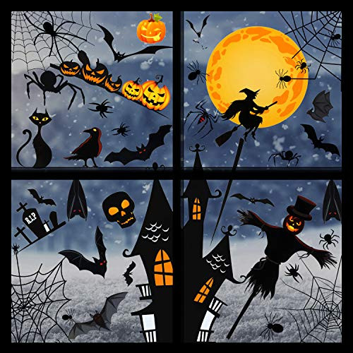 8 Sheets 160 Pieces Halloween Window Sticker Set Bat Spider Pumpkin Design Window Decals Window Clings Window Decals Sticker Wall Sticker for Halloween Spooky Party Decorations 8 Sheets 160 Pieces Halloween Window Sticker Set Bat Spider Pumpkin Design Window Decals Window Clings Window Decals Sticker Wall Sticker for Halloween Spooky Party Decorations