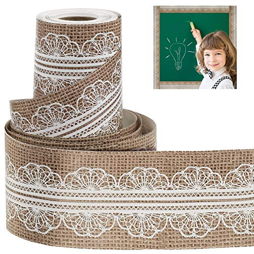 Burlap Lace Bulletin Border Decorative Board Border Holiday Bulletin Border for Classroom School Decoration