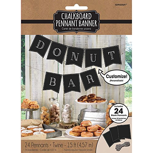 Amscan 120275 Party Supplies Customizable Chalkboard Paper Pennant Banner 15ft Multi Color