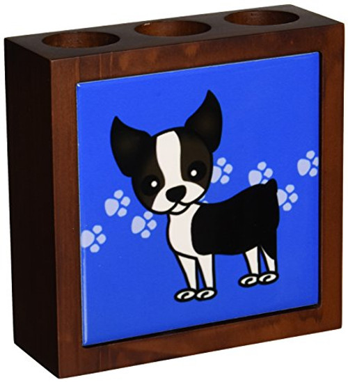3dRose ph_12085_1 Cute Boston Terrier Blue Pawprint Background Tile Pen Holder, 5-Inch 3dRose ph_12085_1 Cute Boston Terrier Blue Pawprint Background Tile Pen Holder, 5-Inch