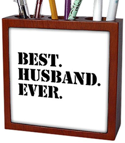 3dRose ph_151520_1 Best Husband Ever Fun Romantic Married Wedded Love Gifts for Him for Anniversary Or Valentines Day Tile Pen Holder, 5-Inch