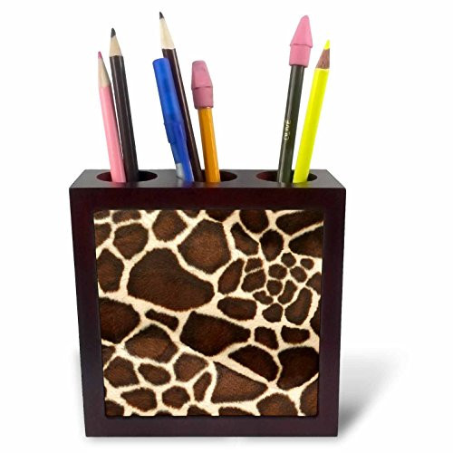 3dRose ph_34786_1 Giraffe Coat-Tile Pen Holder, 5-Inch