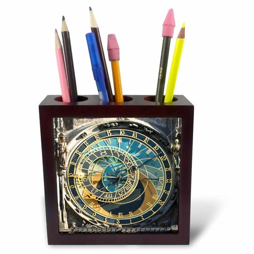 3dRose ph_81259_1 Astronomical Clock, Orloj, Prague, Czech Republic-Eu06 Tha0021-Tom Haseltine-Tile Pen Holder, 5-Inch