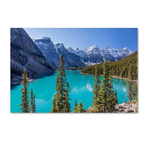 Turquoise Moraine Lake by Pierre Leclerc, 12x19-Inch Canvas Wall Art