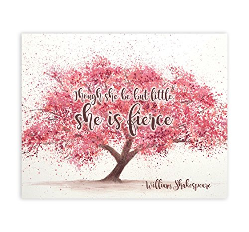 Woodland Nursery, Though She Be But Little She Is Fierce Shakespeare Wall Art, Inspirational Sign, Decorative Sign Baby Room Wall Décor, Shakespeare Quote And Though She Be But Little She Is Fierce Baby Room