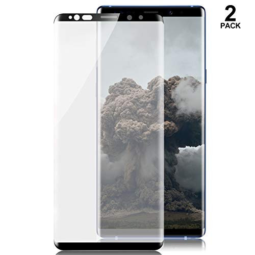 [2 Pack] Galaxy Note 9/Note 8 Tempered Glass Screen Protector, [9H Hardness] [3D Curved Full Screen] [Support Fingerprint Unlock] Screen Glass HD Protective Film for Samsung Galaxy Note 9