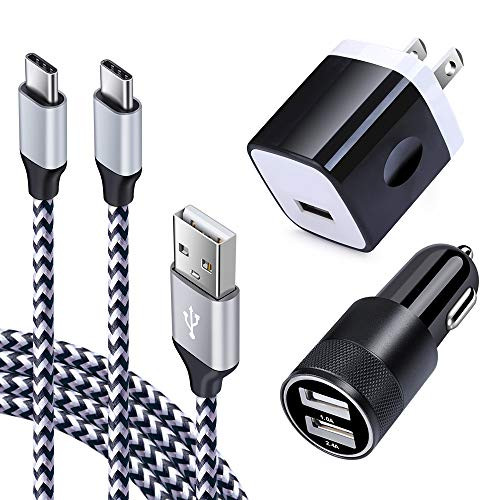 C Car Phone Charger, Wall Charging Block Plug, 3.4A Fast Car Charging Adapter C Type Charging Cord Cable Compatible for Samsung Galaxy A11 A01 A51 A20 S20 S10 Plus A10e S10e A50 S9