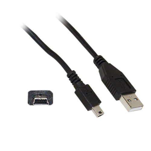 GadKo Mini USB 2.0 Cable, Black, Type A Male to 5 Pin Mini-B Male, 1 foot