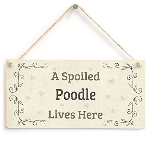 Meijiafei A Spoiled Poodle Lives Here - Lovely Home Accessory Gift Sign for Dog Owners 10"x5"
