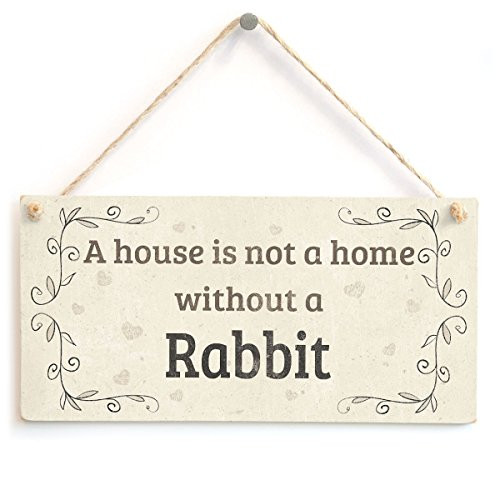Meijiafei A House is Not A Home Without A Rabbit - Lovely Rustic PVC Pet Sign/Plaque 10"x5"