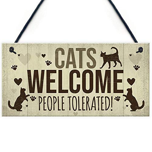 Meijiafei Novelty Cat Signs for Home Funny Cat House Sign Gate Door Plaque Pet Animal Lover Gifts 10" X 5"
