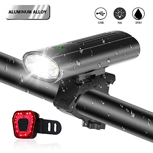 YSJ USB Rechargeable Bike Lights Set, Super Bright Bicycle Front and Back Lights, Waterproof Cycling LED Headlight and Taillight Road Mountain Safety Bicycles Flashlights (Black) YSJ USB Rechargeable Bike Lights Set, Super Bright Bicycle Front and Back Lights, Waterproof Cycling LED Headlight and Taillight Road Mountain Safety Bicycles Flashlights (Black)