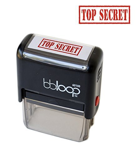 BBloop Stamp "TOP SECRET" Self-Inking, Rectangular. Laser Engraved. RED