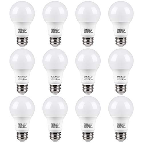 TORCHSTAR 12-Pack LED Light Bulb, UL Listed 9W (60W Equivalent), A19 E26 Standard Base Bulb, 820lm, 5000K Daylight, Non-dimmable