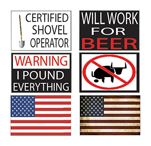 Best Selling Funny Work Hard Hat Helmet Stickers Decals 6 Pack Toolbox Construction Worker Mechanic Value Pack (6 Pack)
