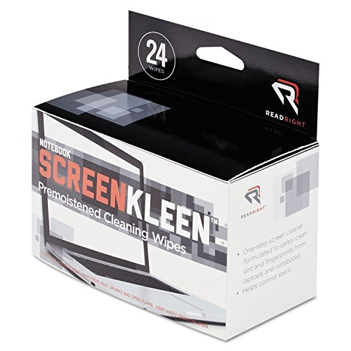 Read Right RR1217 Notebook ScreenKleen Pads, Cloth, 7 x 5, White, 24/Box