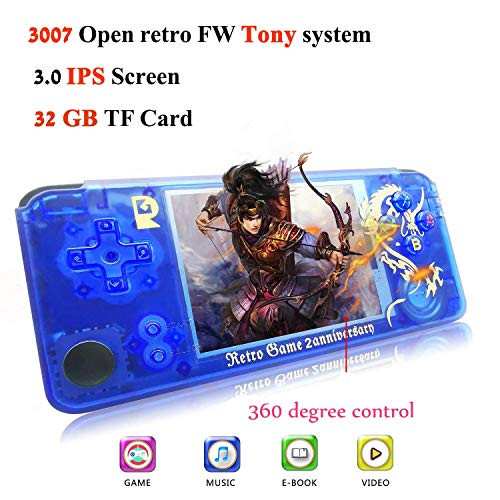 BAORUITENG Handheld Game Console, Retro Game Console 3 Inch HD Screen 3000 Classic Game Console ,Portable Video Game Great Gift for Kids (Blue)