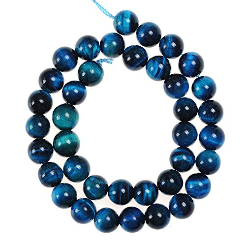 Natural Stone Beads 8mm Sky Blue Tiger Eye Gemstone Round Loose Beads Crystal Energy Stone Healing Power for Jewelry Making DIY,1 Strand 15"