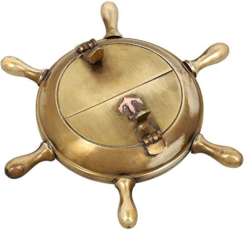 Nauticaz Brass Antique Nautical Wheel Design Ashtray for Couple - 5 inch