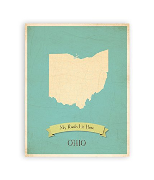 My Roots Ohio Personalized Wall Map 11x14, Kid's Ohio Map Wall Art, Children's Ohio Vintage State Map, OH Wall Art Print, Nursery Decor, Nursery Wall Art